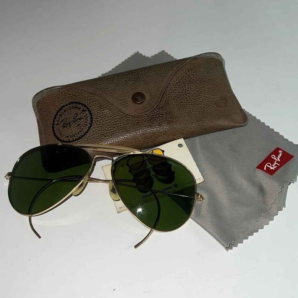 B & L Ray Ban Vintage 12K Gold Filled Aviator Glass Lens Sunglasses - RARE